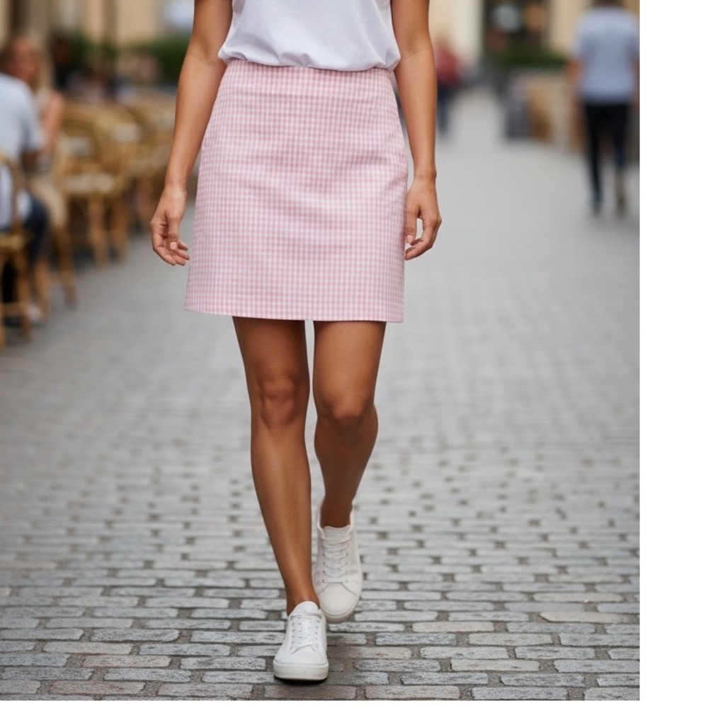 Ralph Lauren Pink White Seersucker Mini Skirt Size 6 Preppy Cotton Blend Stripe